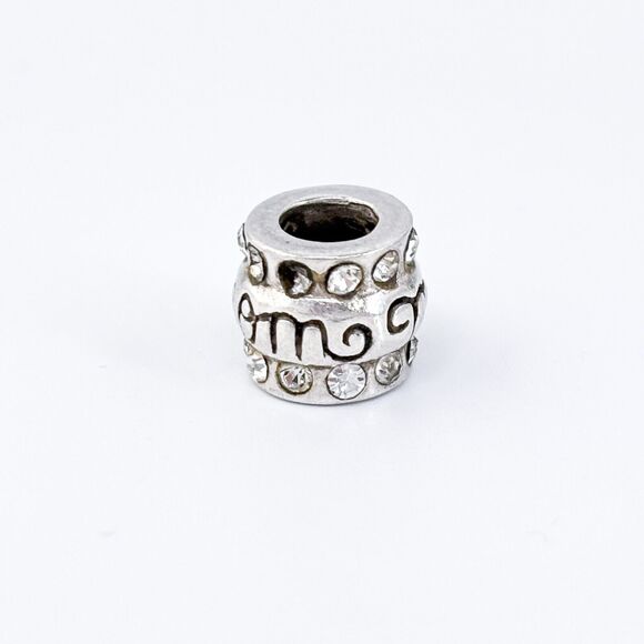 MISSING STONE Sterling Silver MOM Cubic Zirconia Bead Charm Pendant - Picture 3 of 6